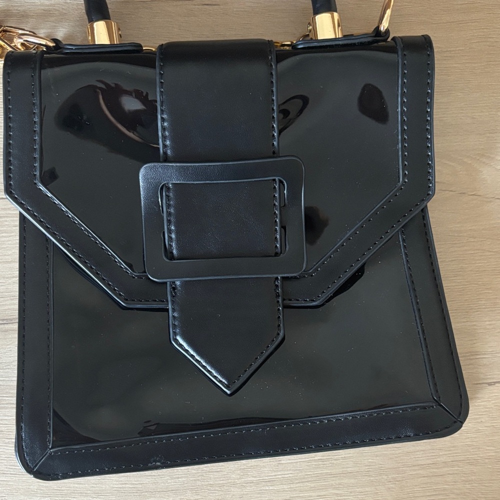 Anthropologie Clear Black Crossbody Bag with Gold Chain - Picture 2 of 9